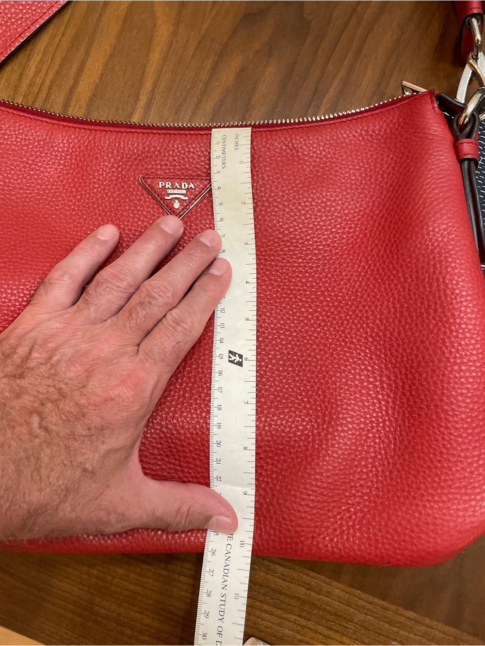 Prada Vibrant Red Pebbled Leather Shoulder Hobo - Picture 7 of 9